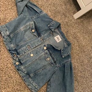medium cropped dark denim jacket from Zara